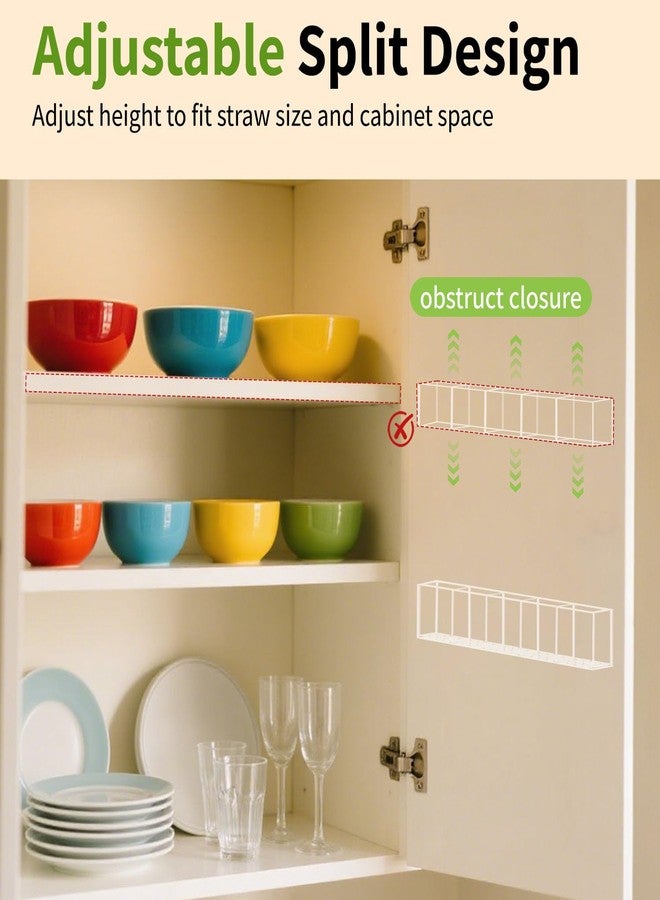 Napute 9.5” Large Acrylic Straw Holder for Cabinet Door, Reusable Straw Organizer Tumbler Storage with Stickers, Small Kitchen Accessories Container, Ultra Sticky Cupboard Door Mounted, Transparent - Image 2